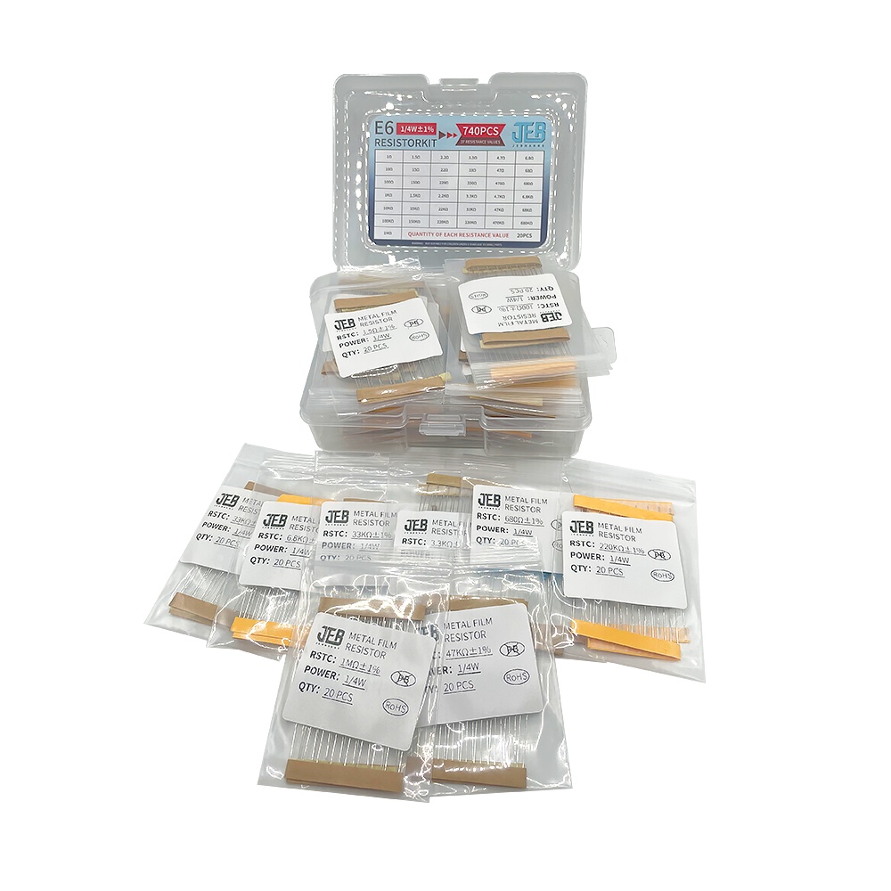 1/4W 0.25W E6 Resistor 740Pcs 37 Values 1 Ohm-1M Ohm ±1% ±5%