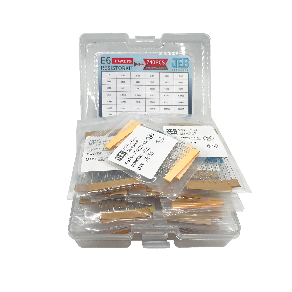 1/4W 0.25W E6 Resistor 740Pcs 37 Values 1 Ohm-1M Ohm ±1% ±5%