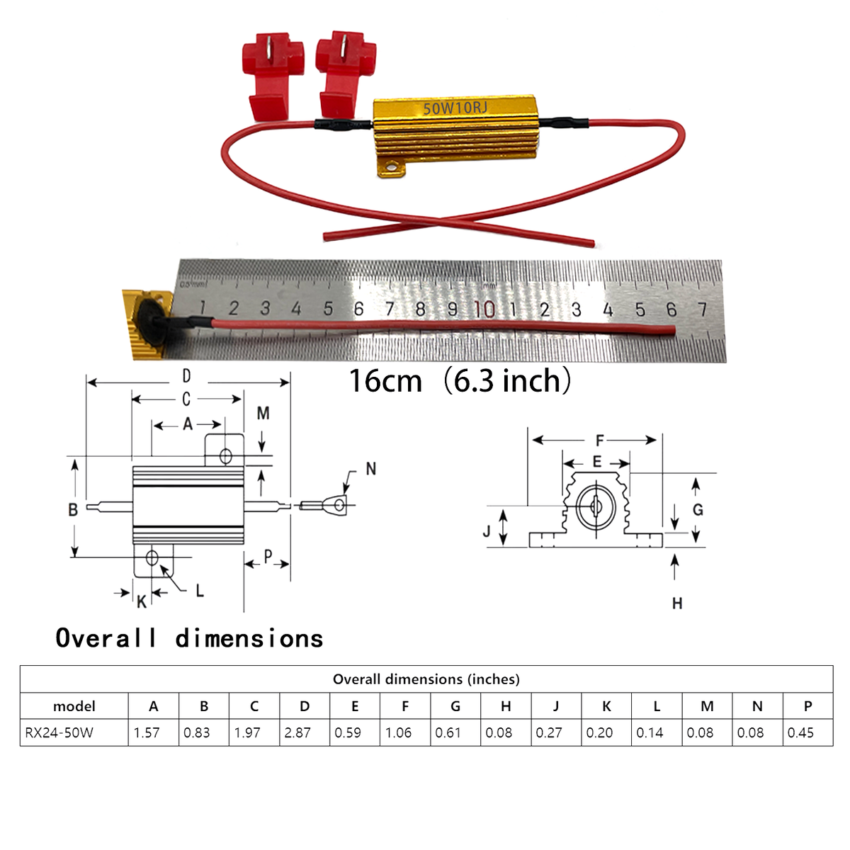 Automotive LED Tail Light Resistor 12V 24V 6R 8R 10R Steering Decoder Resistor