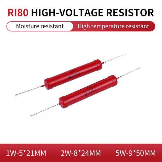 RI80 High-Voltage Non-Inductive Red Casing Glaze Metal Film Resistor – High Power, High Temperature Resistant