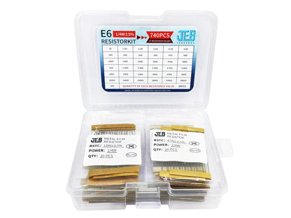 1/4W 0.25W E6 Resistor 740Pcs 37 Values 1 Ohm-1M Ohm ±1% ±5%